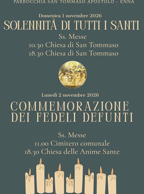 Le celebrazioni in Parrocchia per Tutti i Santi e per la commemorazione dei defunti